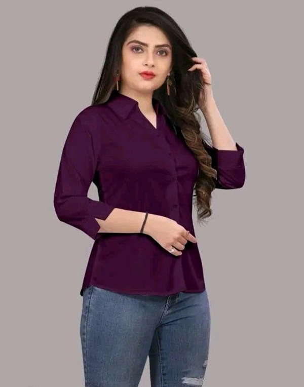 Women's Classic Purple Viscose Rayon Shirt - Purple, L