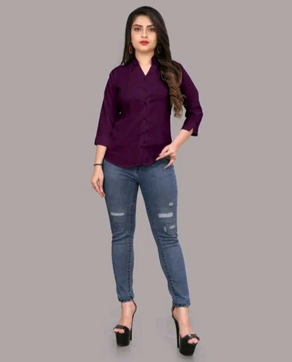 Women's Classic Purple Viscose Rayon Shirt - Purple, L