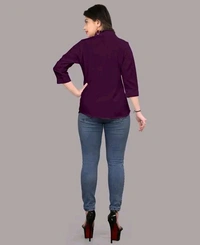 Women's Classic Purple Viscose Rayon Shirt - Purple, L