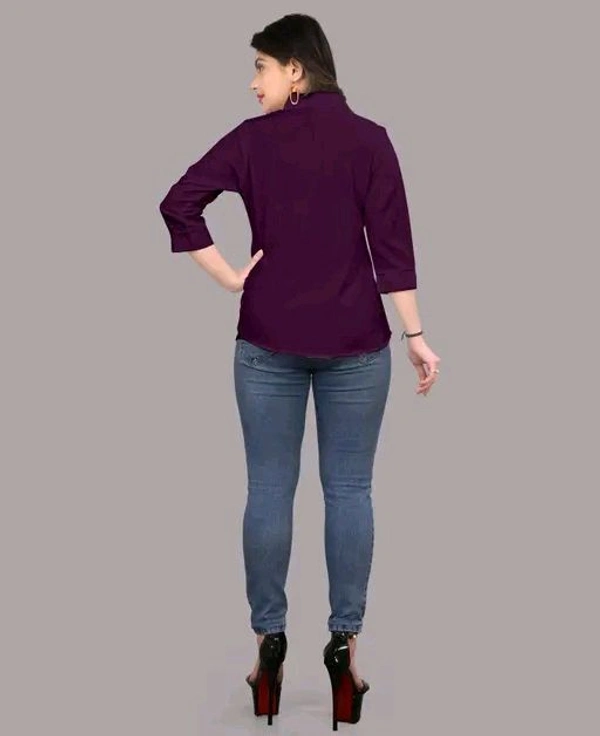 Women's Classic Purple Viscose Rayon Shirt - Purple, L