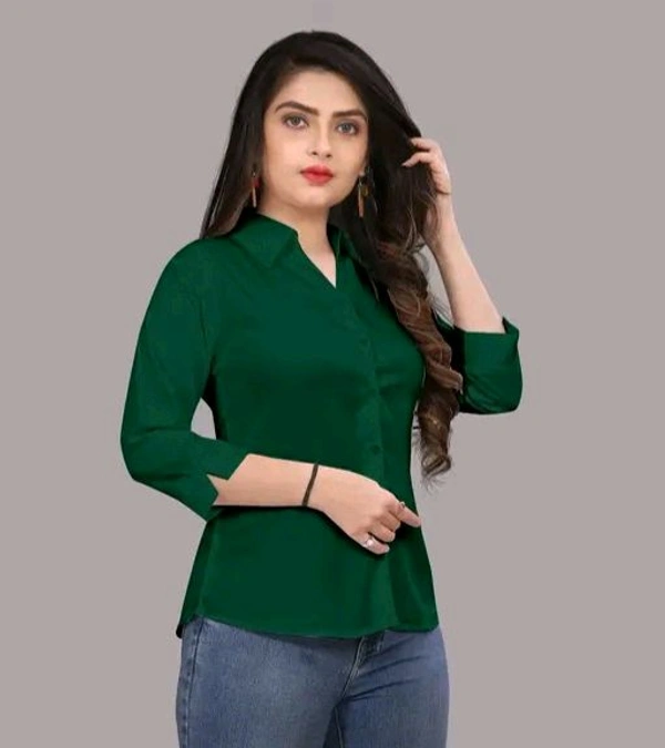 Women's Elegant Green Viscose Rayon Shirt - Mehndi, S
