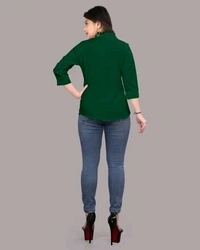 Women's Elegant Green Viscose Rayon Shirt - Mehndi, S
