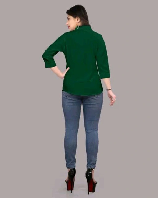 Women's Elegant Green Viscose Rayon Shirt - Mehndi, S