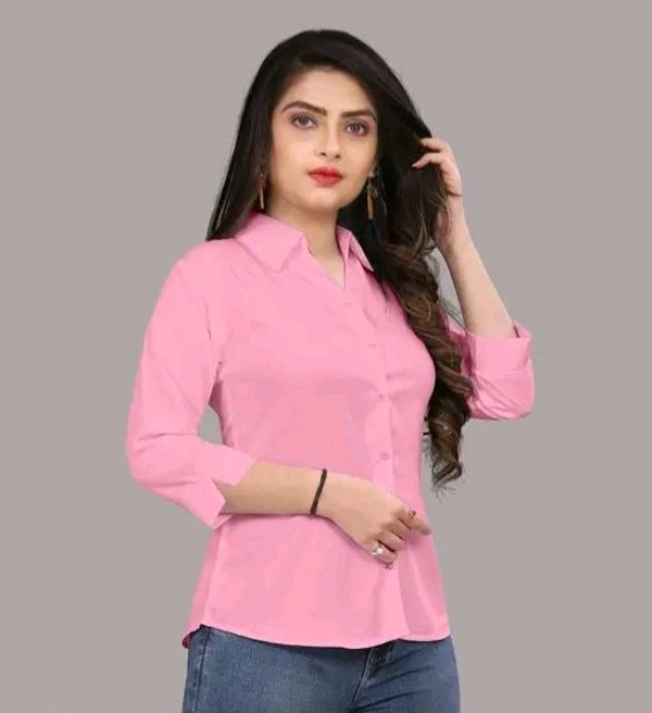 Women's Elegant Pink Viscose Rayon Shirt - Pink, M