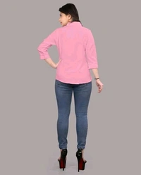 Women's Elegant Pink Viscose Rayon Shirt - Pink, M
