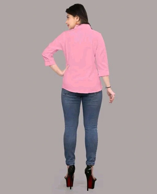 Women's Elegant Pink Viscose Rayon Shirt - Pink, M