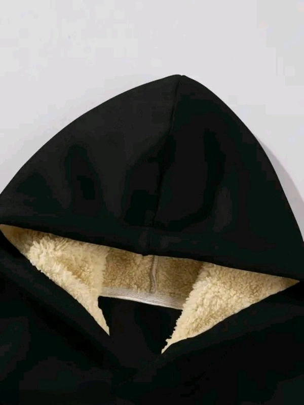 Men's Hooded Neck Black Sweatshirt | Trendy Hoodie - L