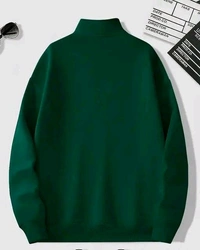 Men's Fleece Solid Half Zipper Stylish Green Sweatshirt - XXL