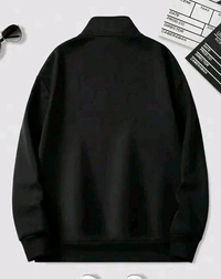 Men's Fleece Solid Half Zipper Stylish Black Sweatshirt - M