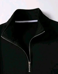 Men's Fleece Solid Half Zipper Stylish Black Sweatshirt - M