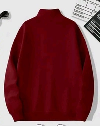 Men's Fleece Solid Half Zipper Stylish Red Sweatshirt - M