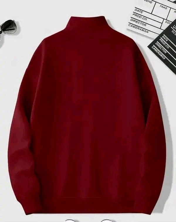 Men's Fleece Solid Half Zipper Stylish Red Sweatshirt - M