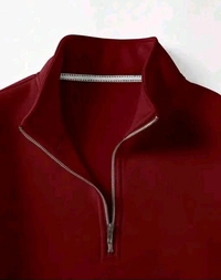 Men's Fleece Solid Half Zipper Stylish Red Sweatshirt - M