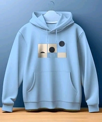 Men's Casual Light Blue Hoodie with Modern Graphic Print - XL