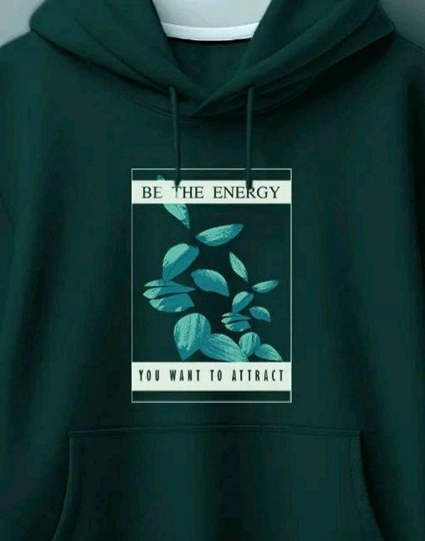 Men's Casual Green Hoodie with Modern Graphic Print - XL