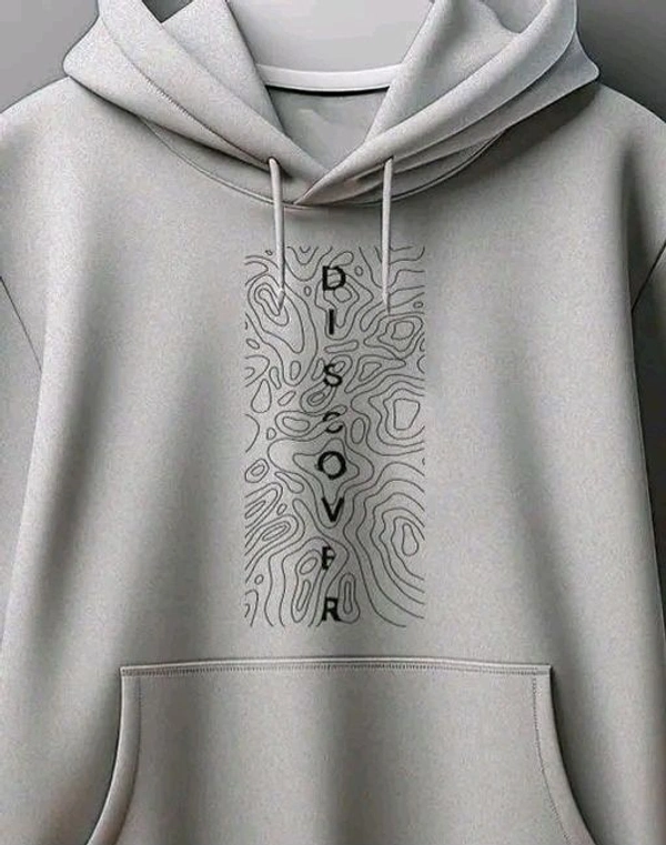 Men's Casual Light Grey Hoodie with Modern Graphic Print - XXL