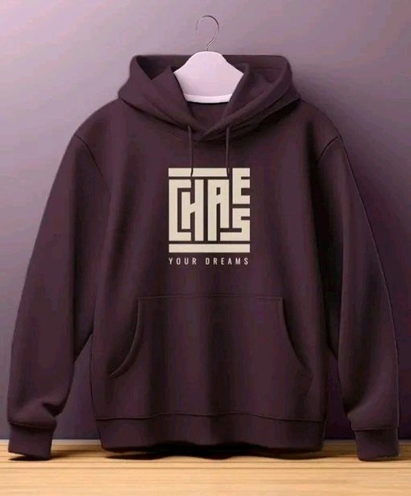Men's Casual Maroon Hoodie with Modern Graphic Print - L