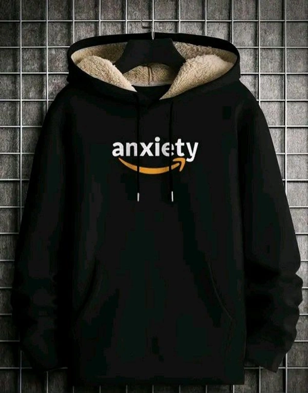 Men's Hooded Neck Sweatshirt | Trendy Hoodie - Black, M