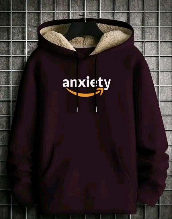 Men's Hooded Neck Sweatshirt | Trendy Hoodie - Maroon, XXL