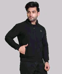 men's high-neck sports jacket - Black, XL