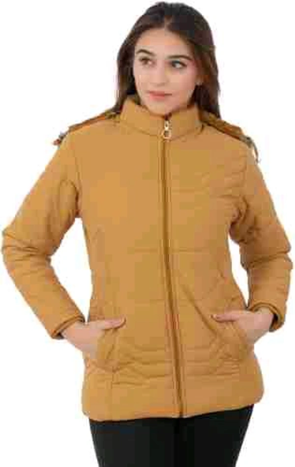 Women's Brown Hooded Quilted Jacket - Stylish and Comfortable - Brown, XXL