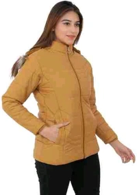 Women's Brown Hooded Quilted Jacket - Stylish and Comfortable - Brown, XXL