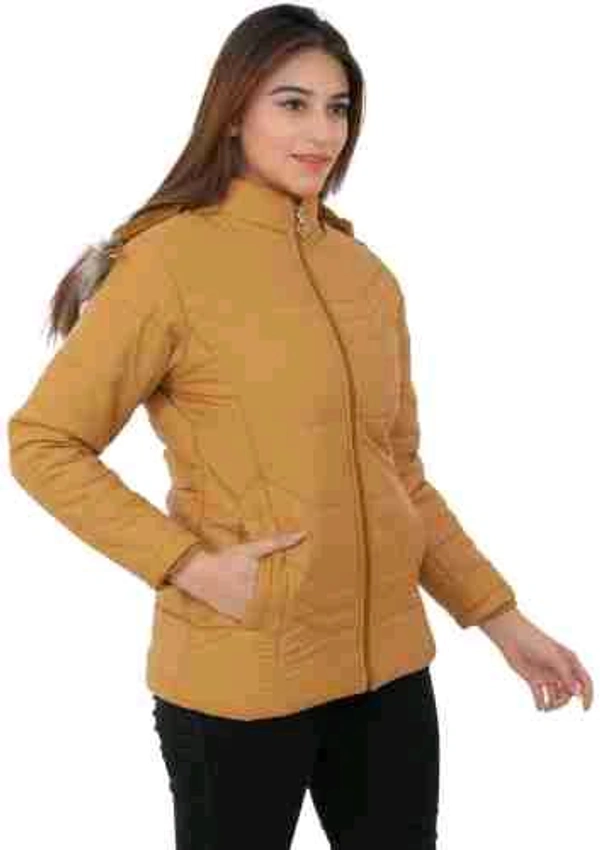 Women's Brown Hooded Quilted Jacket - Stylish and Comfortable - Brown, XXL