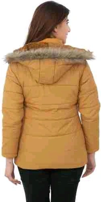 Women's Brown Hooded Quilted Jacket - Stylish and Comfortable - Brown, XXL