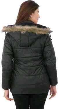 Women's Black Hooded Quilted Jacket - Chic and Functional Outerwear - Black, M