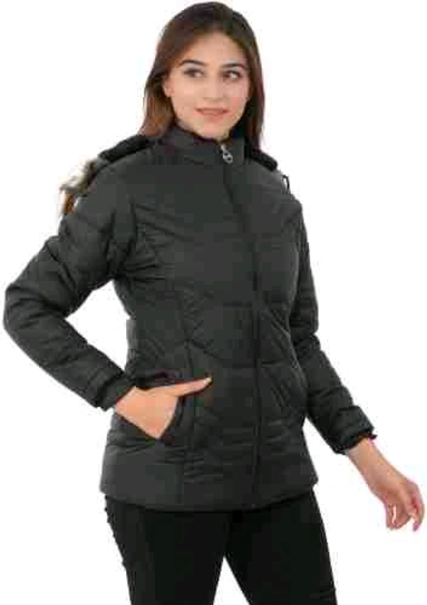 Women's Black Hooded Quilted Jacket - Chic and Functional Outerwear - Black, XXL