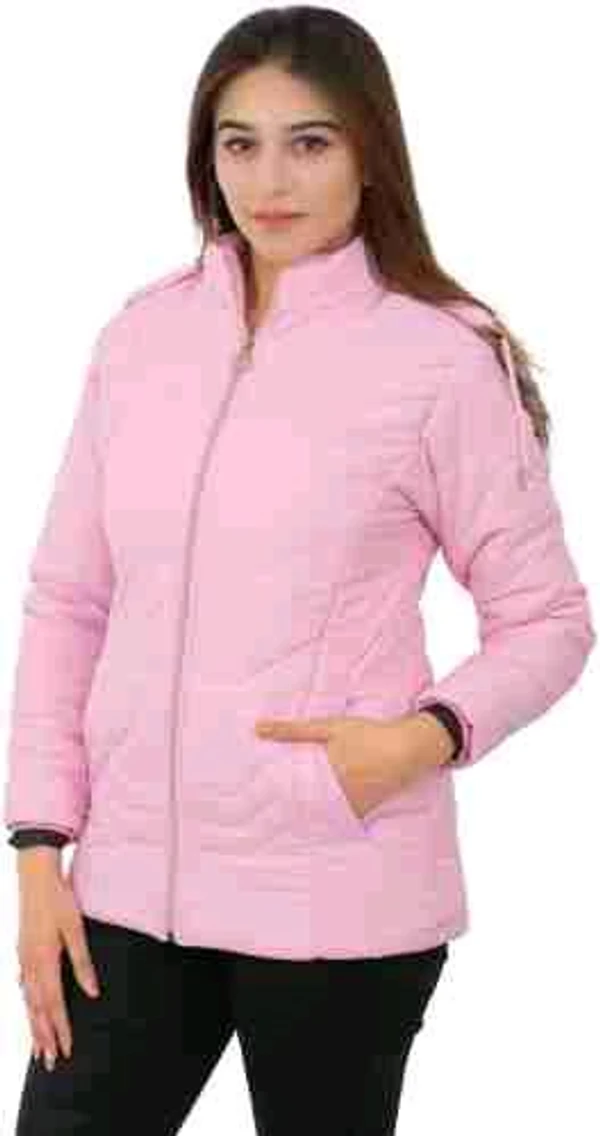 Women's Baby Pink Hooded Quilted Jacket - Elegant and Cozy Outerwea - Baby Pink, S