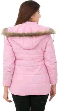 Women's Baby Pink Hooded Quilted Jacket - Elegant and Cozy Outerwea - Baby Pink, XL