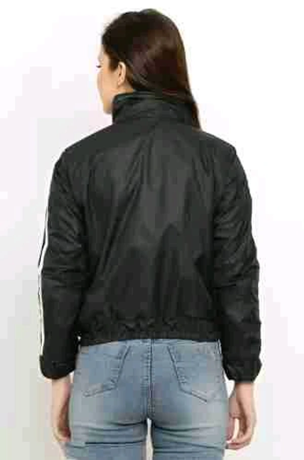 Women's High Neck Windcheater Jacket - Black, M