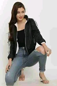 Women's High Neck Windcheater Jacket - Black, M