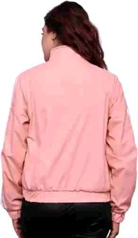 Women's High Neck Windcheater Jacket - Pink, M