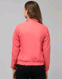 Women's High Neck Windcheater Jacket - Peach, XL