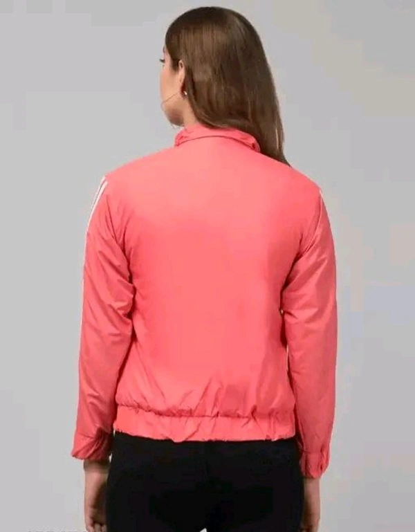 Women's High Neck Windcheater Jacket - Peach, XL