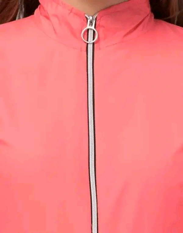 Women's High Neck Windcheater Jacket - Peach, XL