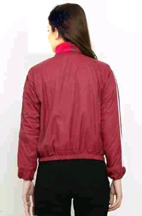 Women's  High Neck Windcheater Jacket - Maroon, S
