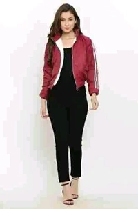 Women's  High Neck Windcheater Jacket - Maroon, S