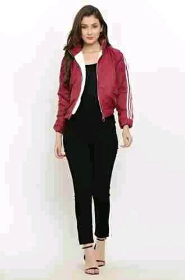 Women's  High Neck Windcheater Jacket - Maroon, S