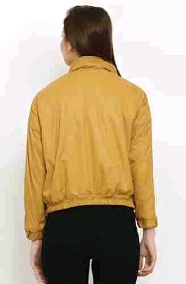 Women's High Neck Windcheater Jacket - Mustard Yellow, M