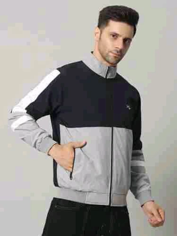 Men's Sporty Windcheater Jacket - Navy Blue, M