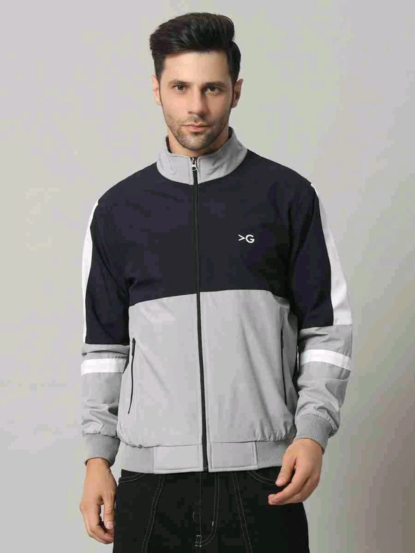 Men's Sporty Windcheater Jacket - Navy Blue, L