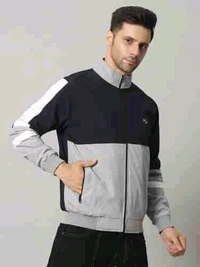 Men's Sporty Windcheater Jacket - Navy Blue, L