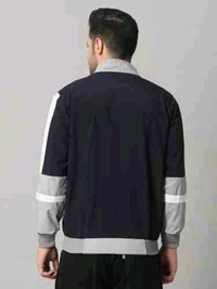 Men's Sporty Windcheater Jacket - Navy Blue, L