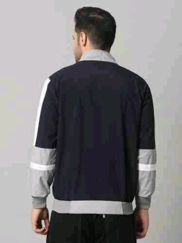 Men's Sporty Windcheater Jacket - Navy Blue, L