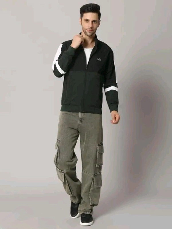 Men's Sporty Windcheater Jacket - Teal, XXL