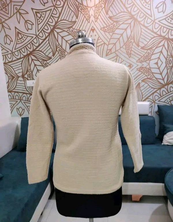 Women's  Pure Wool Self Design Full Sleeve Cardigan - S