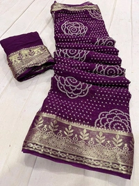 Pure Georgette Designer Saree - Purple